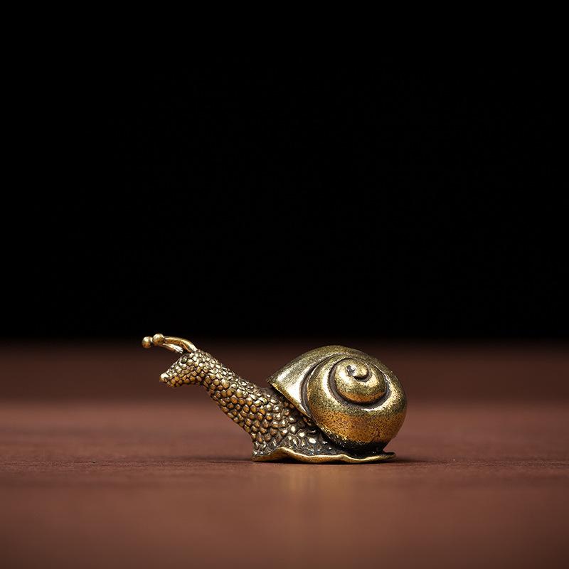 1ks Mini Retro Čistá Měď Šnek Malá Ozdoba Stolní Dekorace Starožitná Mosaz Zvíře Miniaturní Figurka Řemeslo Čajový Mazlíček Kadidelnice