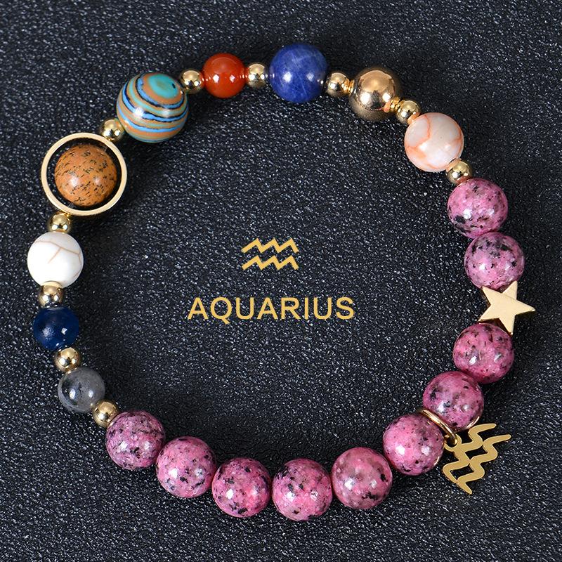 Eight Planet And Twelve Constellations Natural Stone Bracelets Matte Stone Bead Bracelet Planet 12 Constellations Bracelet