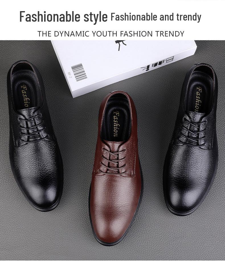 Men's Summer Business Leather Shoes - British Style Lace-up Casual Formal Genuine Leather, Large Sizes Available