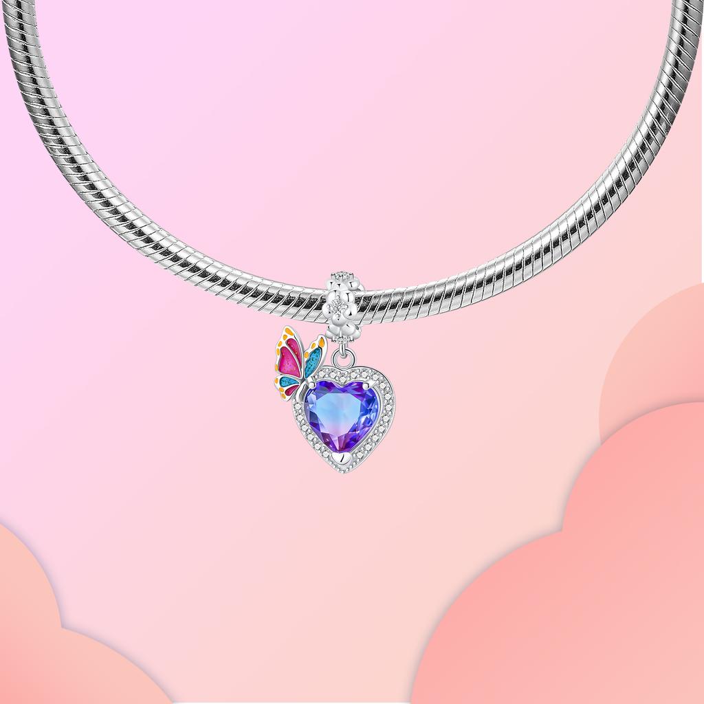 Original Copper Colorful Butterfly Series Pendant Charms Pendant Beads Fit Pan Bracelet Necklace Jewelrny For Women