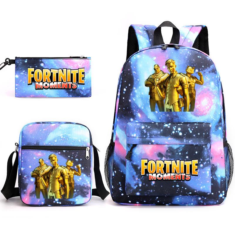 Peripheral Printed Schoolbag 3-Piece Pencil Case Shoulder Bag Backpack