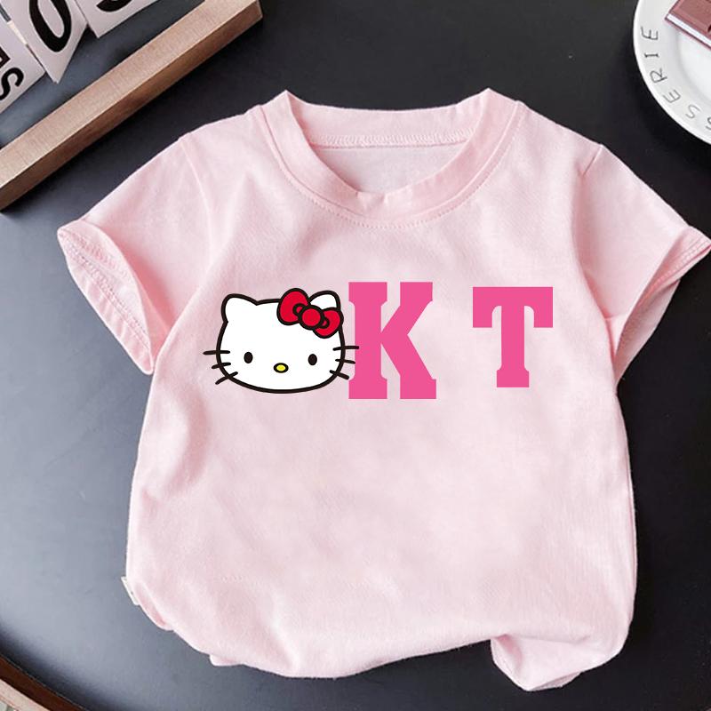 2026 New Cute Disney Hello Kitty Fashion Printed Boys and Girls Summer Clothes Short Sleeves Baby Cotton Casual Tshirt S
