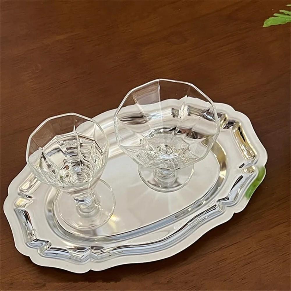 Stainless Steel Dessert Plate Mirror Face Storage Plate New Jewelry Storage Plate  Home Decoration