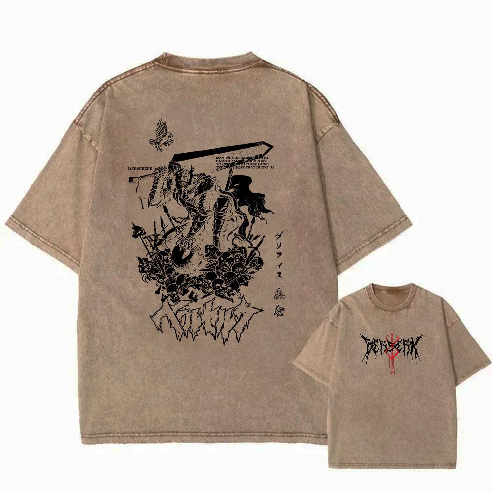 

Вінтажний washed футболка з аніме принтом Harajuku Streetwear Графічна футболка Літній топ з коротким рукавом Бавовняна футболка для жінок чоловіків L