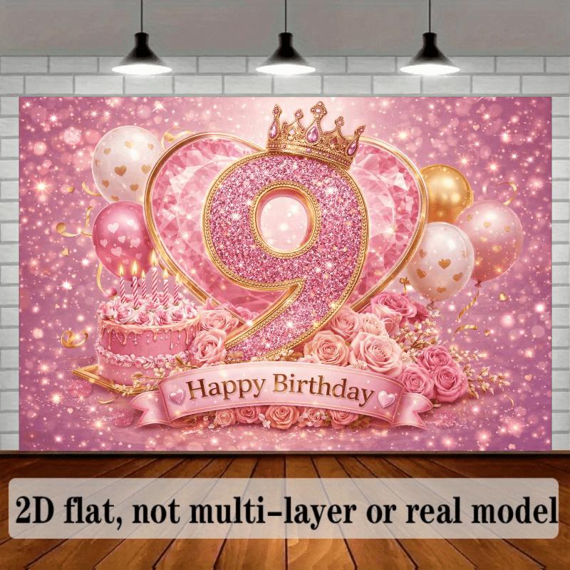 2D flacher Hintergrundstoff mit der Zahl 9, Thema 9. Geburtstag, strapazierfähiges Polyester-Material, Aktivitäten für Feiern drinnen und draußen
