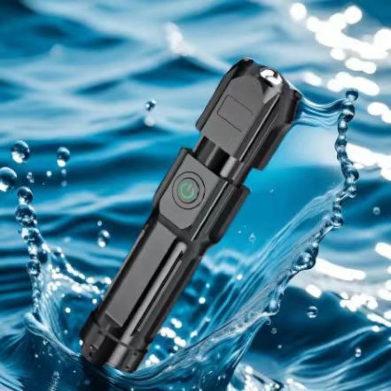 High Power Abs Led Flashlight Usb Rechargeable Spotlight Zoom Torch Portable Flashlight Light For Fishing Outdoor Waterproof