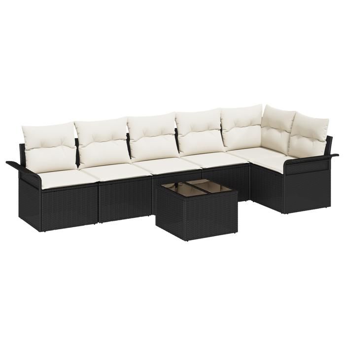 VidaXL Ensemble de canapé de jardin 6 pièces avec coussins Rattan noir 3345387