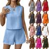 Women's Summer Solid Colour Vest Sleeveless Top Shorts Set