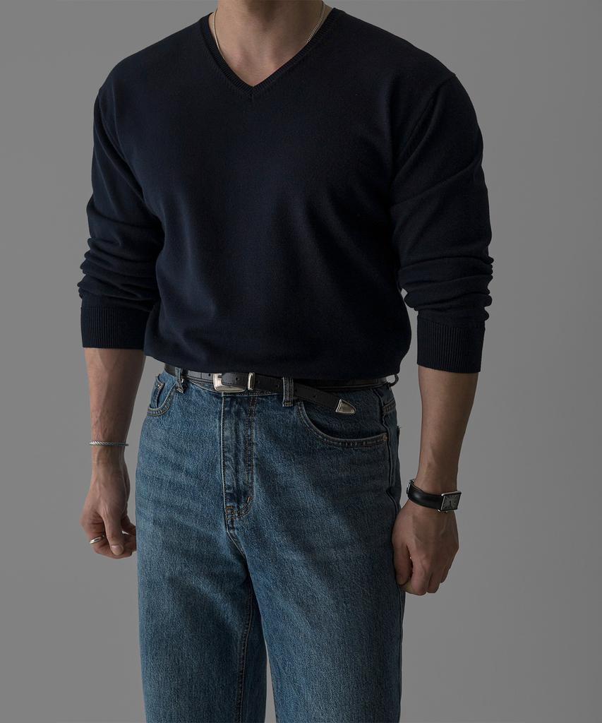 Baulopeulodeogteu Fine V-Neck Knit [Navy]
