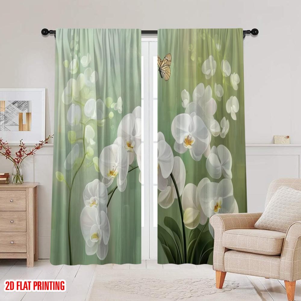 2 Stück, 2D-Flachdruckmuster Vorhänge Schmetterlingsglück(3) Strapazierfähiges Polyester (ohne Stange) Vielseitig Alles Ideal für Wohnzimmer,