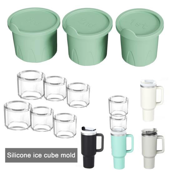 3Pcs Ice Tray Silicone Hollow Ice Lid Cubes Mold with Cylinders for 30/40 Oz