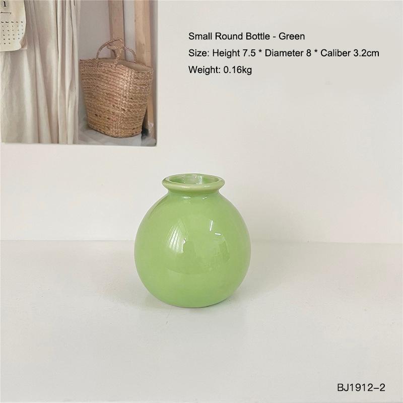 Mini Small Ceramic Vase for Simulating Flowers Home Living Room Bedroom Decoration Office Desktop Ornament Gift for Friends