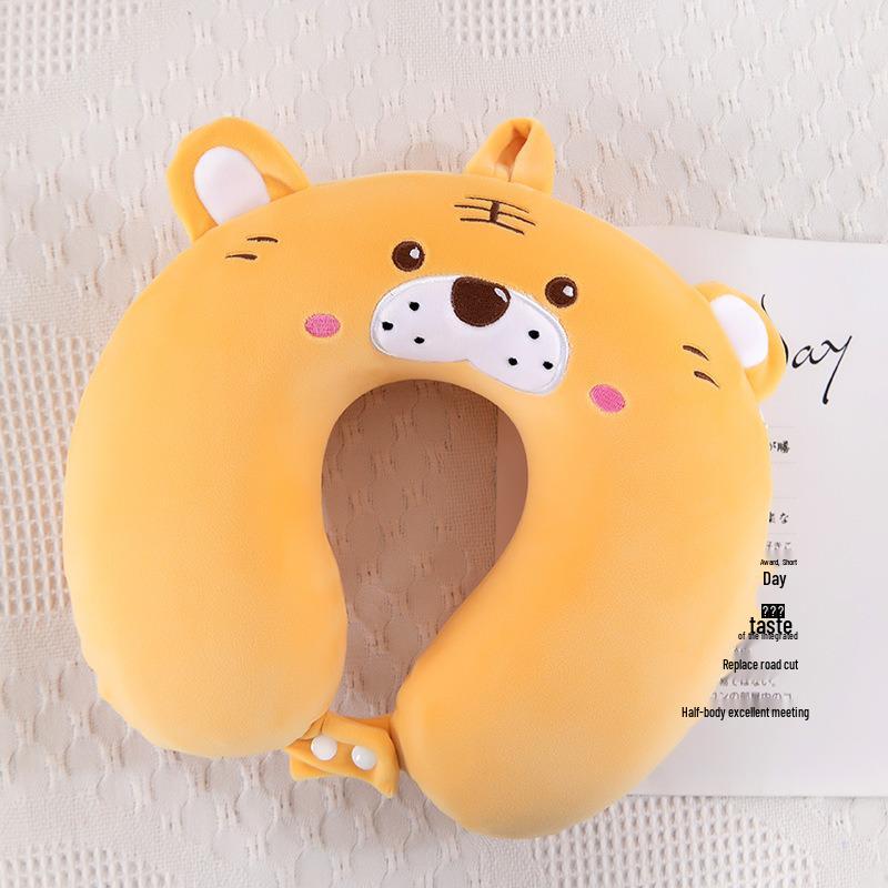 Cartoon Memory Foam U-Shaped Neck Pillow for Travel and Office
