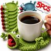 Cute Handmade Crochet Lizard Coaster Animal Drink Mat Non Slip Desk Protector Absorbent Table Decor Stress Reliever Toy Gift