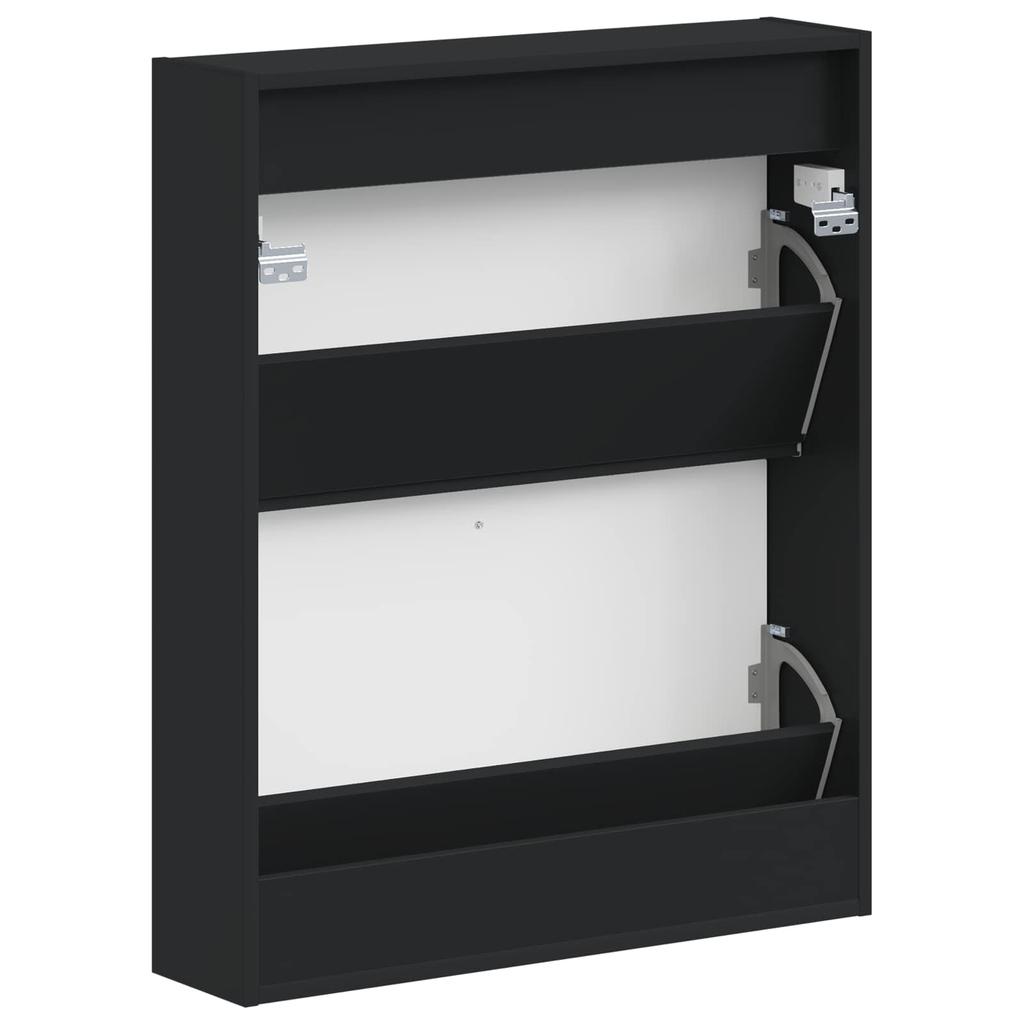 Wall Mounted Shoe Cabinet HAARLEM 71 X 17 X 86 Cm Black