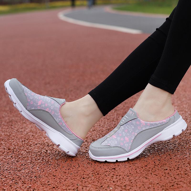 35-42 Atmungsaktive Halbschuhe für Damen Ultraleichte Hausschuhe für drinnen und draußen mit Blumen- und Vogelmuster für Damen