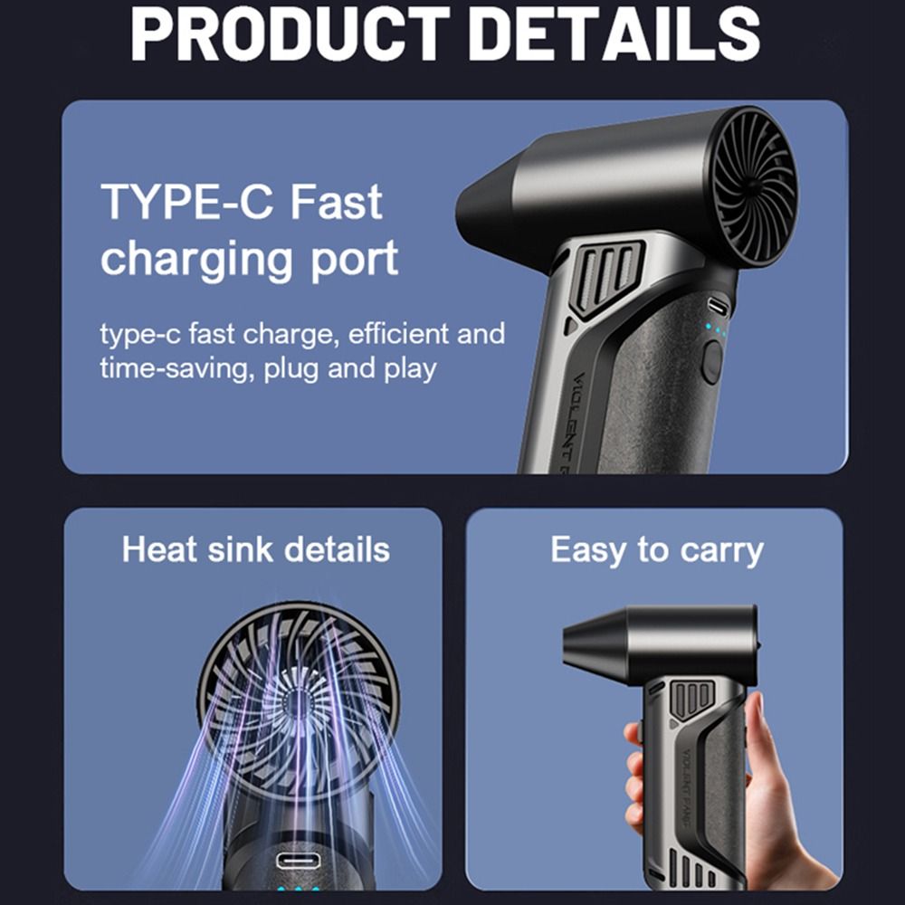 160000RPM Mini Turbo Jet Fan High-Speed Powerful Dust Blower Handheld Violent Fan Outdoor Camping