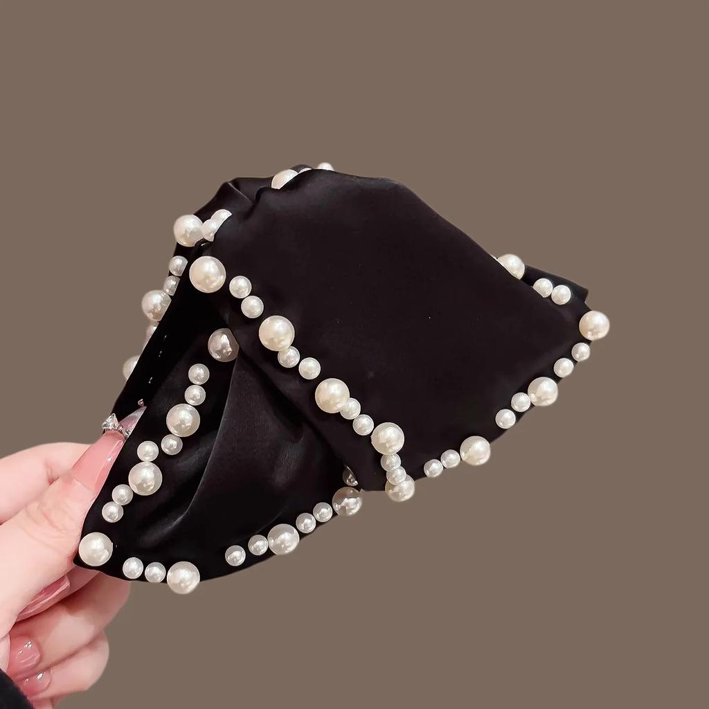 Satin Pearl Hair Clip Triangle Hair Claw Women's Back of Head Hair Grip Large Size Hair Accessories