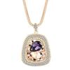 Neuer Halbedelstein Trapez-Anhänger Lange Halsketten für Damen Vintage Quadratisch Geometrisch Weibliche Geschenke Schmuck