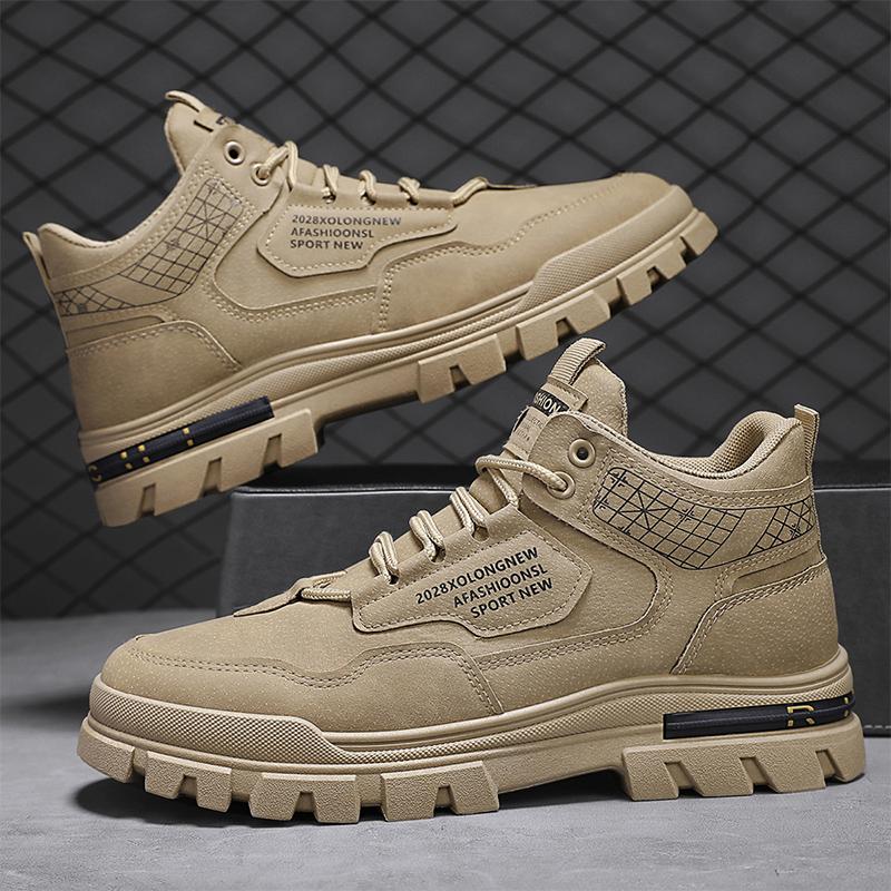 Fashion CYYTL High Top Men Boots Ankle Casual Shoes Leather Outdoor Platform Walking Fashion Luxury Designer Work Sneakers Cowboy Winter