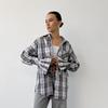 1116 Spring Versatile Retro Plaid Long-sleeved Shirt European and American Retro Lazy Casual Flared Sleeve Loose Shirt Women