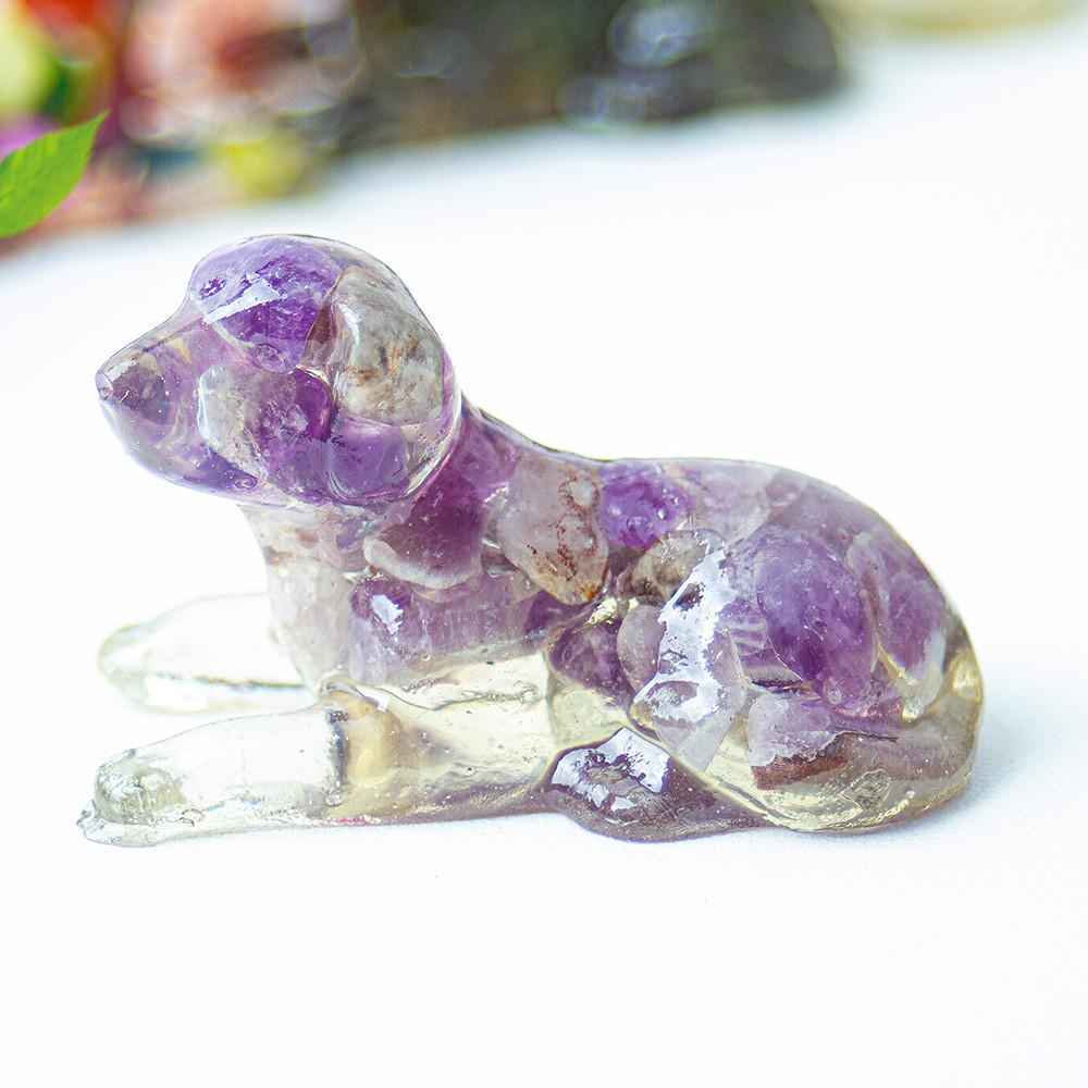 White Crystal Resin Dog Statue With Modern Design For Living Room Decor Gift