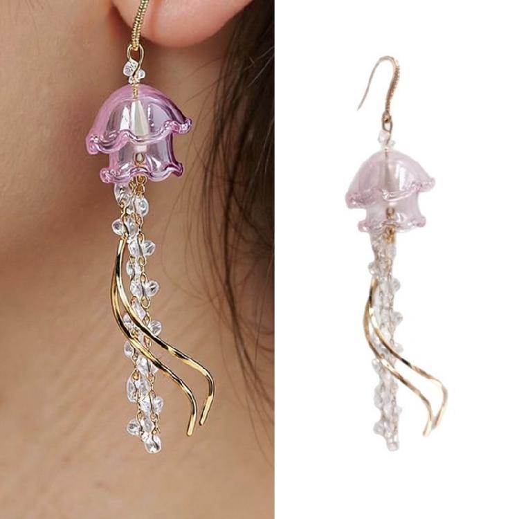 Trendy Watercolor Jellyfish Dangle Earrings Lightweight Acrylic Material Alloy Ear Pendant For Sensitive Skin