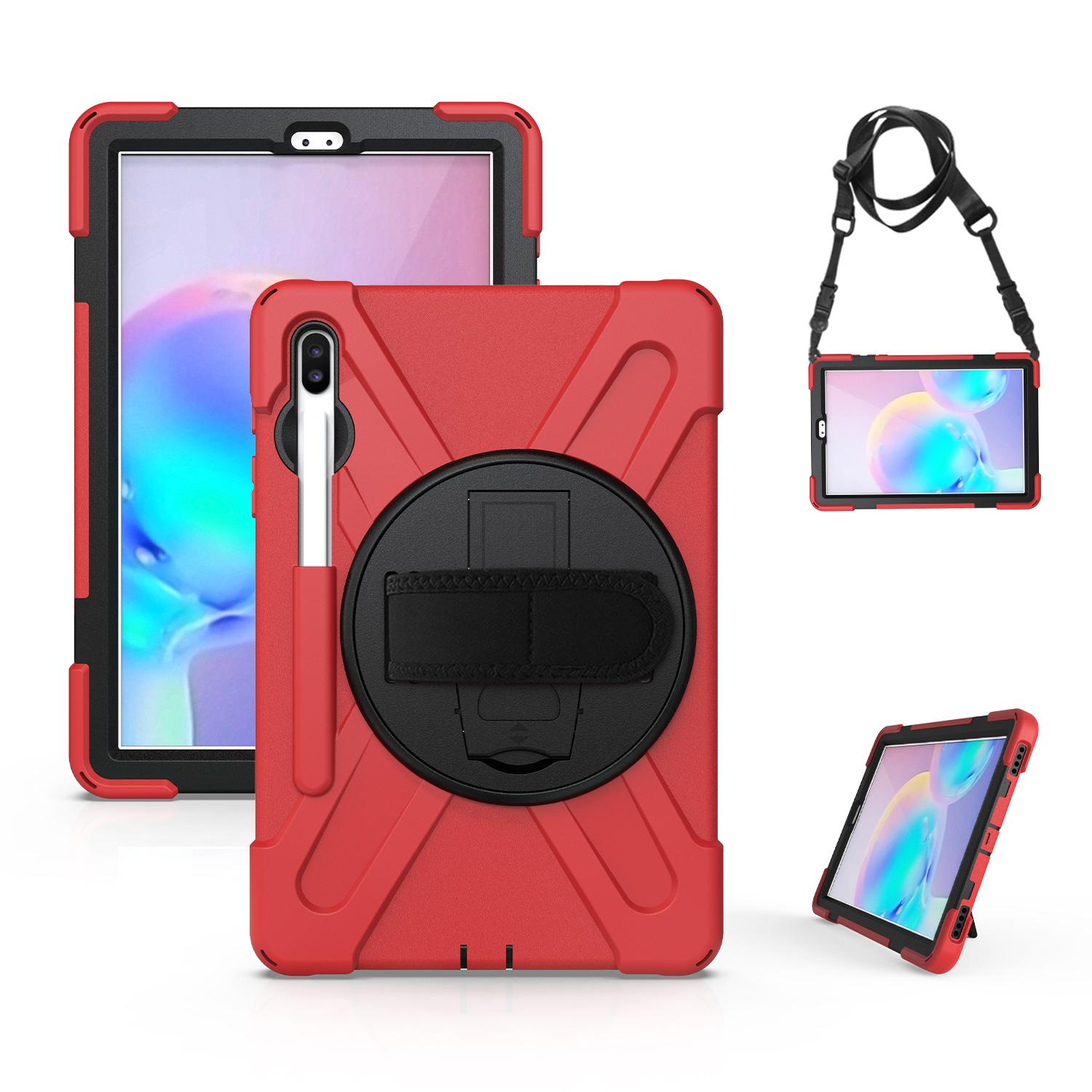 

360 Rotatable Stand Case For Samsung Galaxy Tab S6 10.5inch 2019 SM-T860 SM-T865 SM-T867 Hybrid Cover With Hand & Shoulder Strap S6 SM-T860 T865 T867 красный