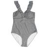 Women's One Piece Swimsuit Ruffled Striped Print Sleeveless Design Slim Fit Beachwear Swimwear for Summer Poolside