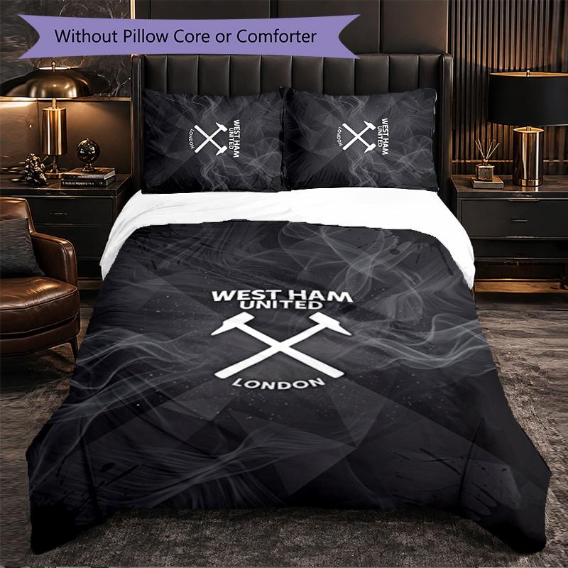 West Ham United Calcio Set Biancheria da Letto 3 Pezzi Morbido Set Copripiumino con Federe Set Decorazione Camera da Letto per la Casa