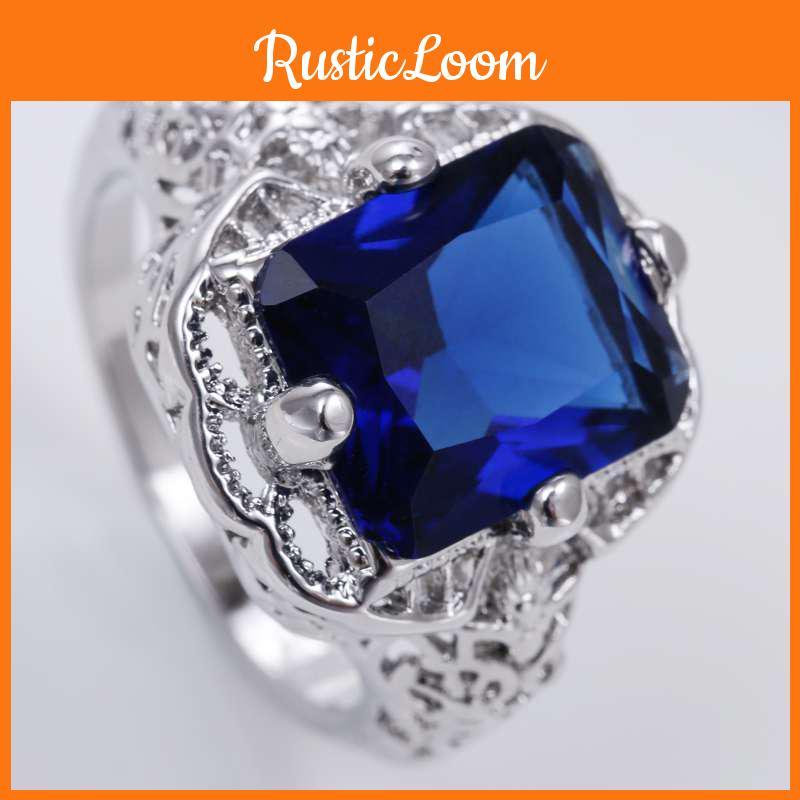 Gorgeous Blue Vintage Ring With Timeless Sapphire Design For Women