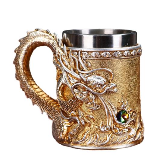 Dragon Coffee Mug with Ergonomic Handle Insulated Metal Glaze Dragon Mug for Hot Drinks Stylish Embossed Dragon Cup Gifts for Men Tea Beer Steins