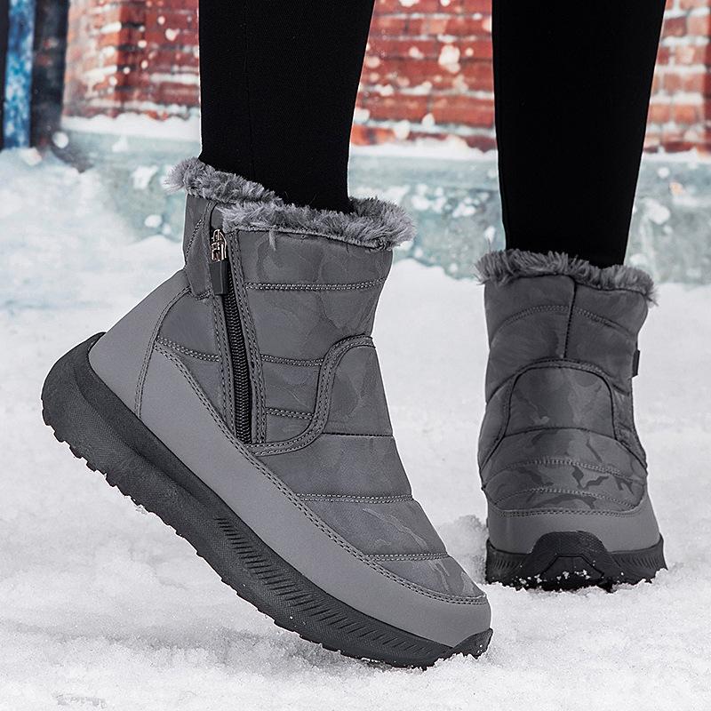 Snow Boots Womens Winter Ankle Boots Ladies Warm Fur Lined Booties Thickening Shoes Zip Flat Sneakers Outdoor Booties