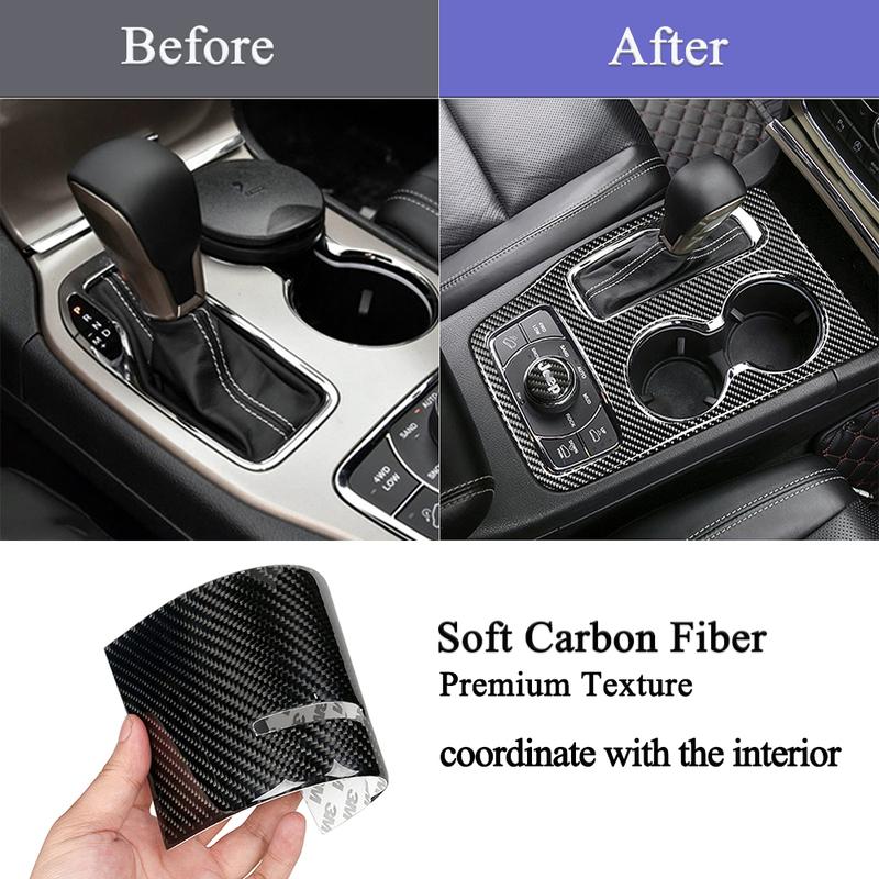 Center Console Gear Shift Cup Holder Panel Decoration Cover for Jeep Grand Cherokee 2011-2018 Carbon Fiber Interior Accessories