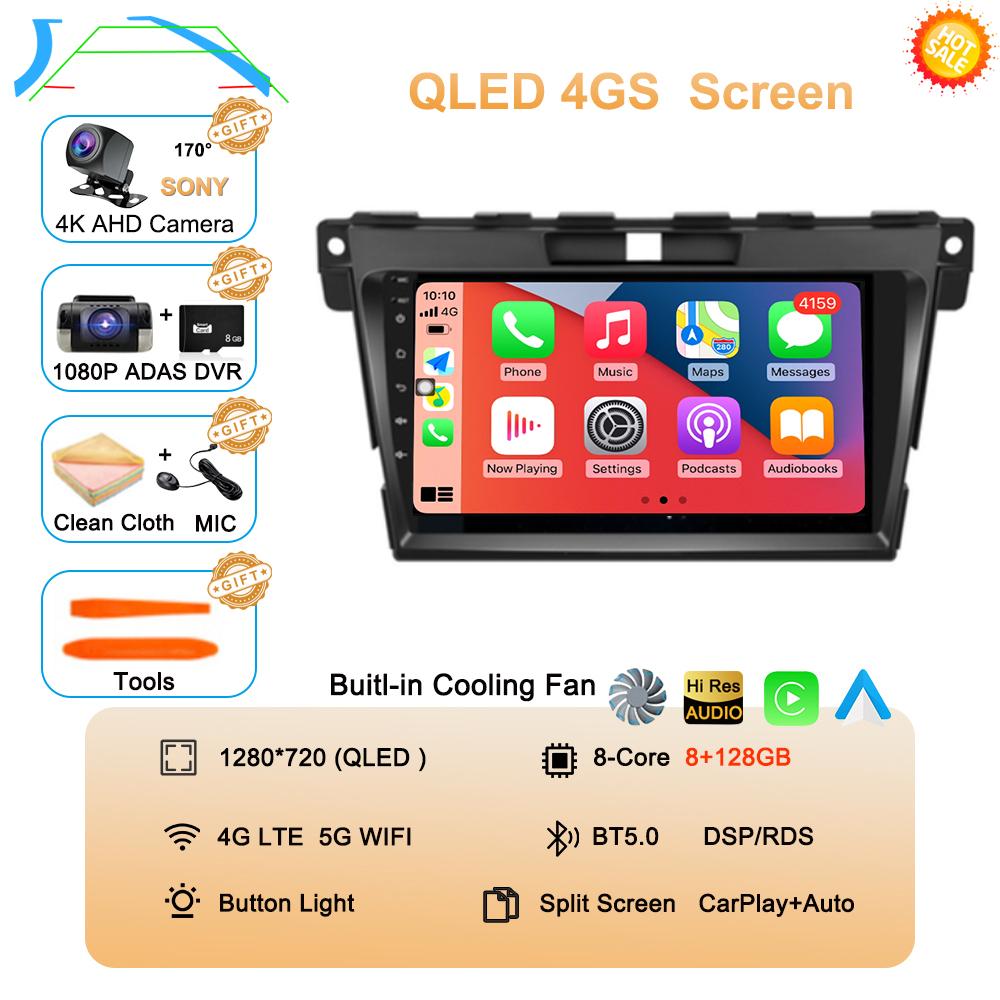 Android 14 DSP Car 2DIN GPS Navigation Radio Multimedia Video Player QLED For MAZDA CX-7 Cx7 Cx 7 2007 2008 2009 2010 2011-2014