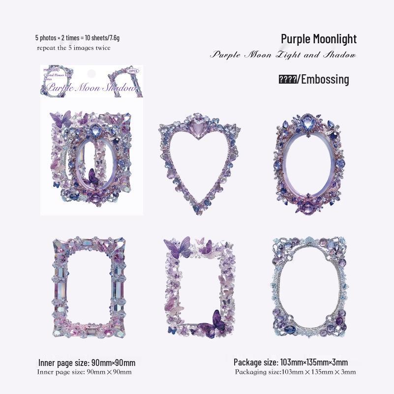 Momo Crystal Flower Border Collage Card: Retro European Journal Decoration Material