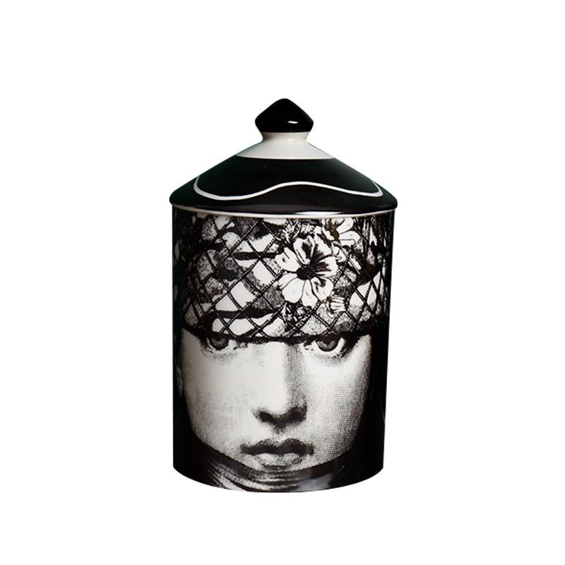 Vaso portaoggetti in ceramica con design sul viso, per gioielli, candele, decorazione da scrivania, contenitore in stile europeo