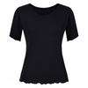 Shop Women U Neck Rib Silk ShorT Sleeve T shirT Dai Wsh 20553 Black
