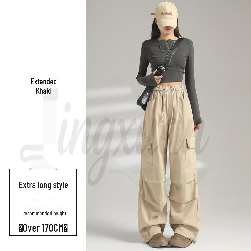 2026 Autumn/Winter Women s Plus Velvet Tencel Cotton Wide-Leg Cargo Joggers S