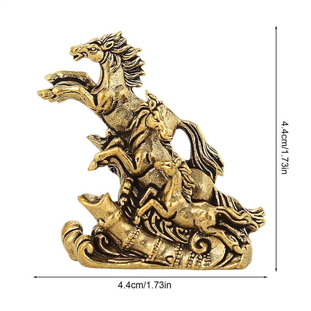 Brass Horse Galloping Desktop Ornament Vintage Decorative Horse Statues Mini Horse Figurine Landscape Tea Pet Decoration