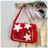 2024 New Star Pattern Canvas Tote Bag Street Fashion Large Capacity Shoulder Crossbody Bag