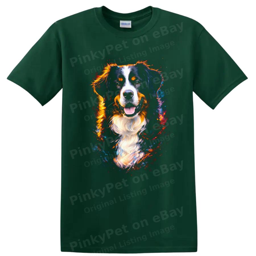 Dog Art T Shirt Colorful Bernese Mountain Dog Design Cool Animal Lover Tee