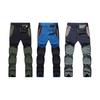Men Outdoor Pants Wear-resistant Waterproof Stretchy Colorblock Quick-drying Elastic Waist Pockets Fishing Climbing