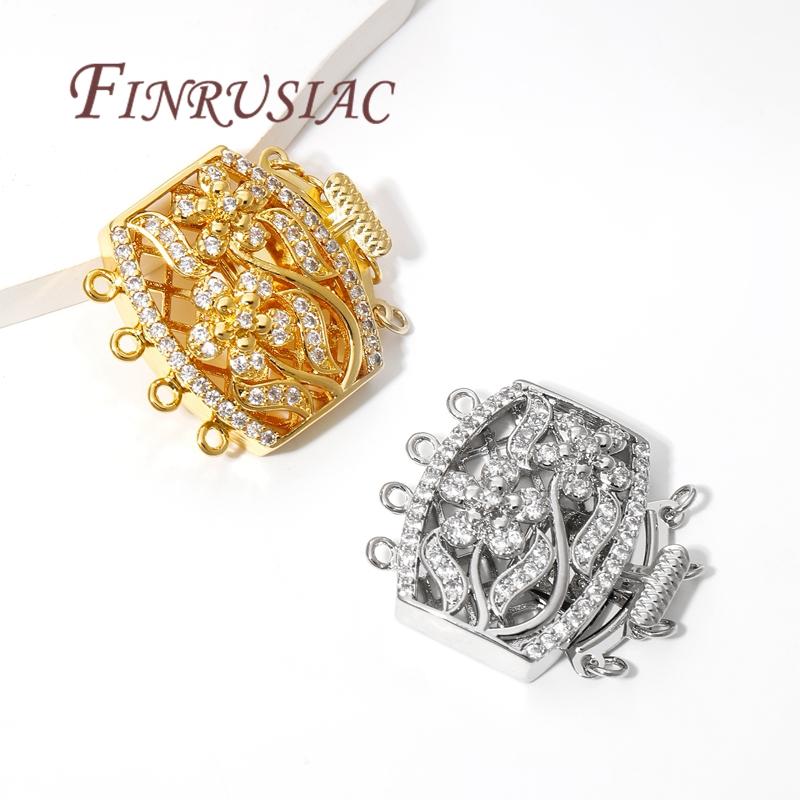 18K Real Gold Plated Brass with Zircon Bracelet Clasps,Connectors For Jewelry Making DIY Necklace Fasteners For Bracelets