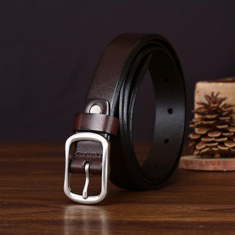 2.3Cm Wide Retro Casual Leather First Layer Cowhide Belt Women'S Fashion Simple Versatile Jeans Belt Women'S