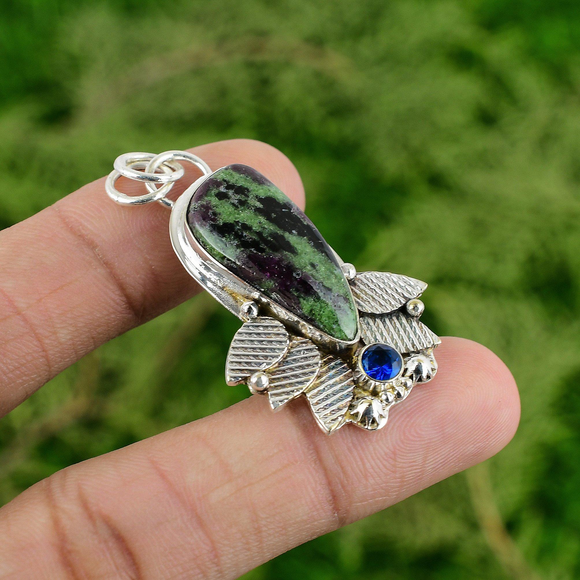 

Sterling Silver Ruby Zoisite Gemstone Tanzanite Quartz Wife New Pendant Jewelry