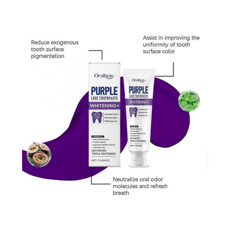 Purple Luxe Toothpaste, Multi-Effect Cleaning System, Hydroxyapatite & Papaya Enzyme, Triple Whitening, Stain Removal & Fresh Breath
