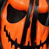 Pull-On Pumpkin Costume Mask with Elastic Strap, Lightweight Molded Shell and Long Black Hair for Halloween Character Costume Play