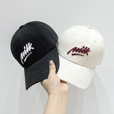 Leichte Verstellbare Baseballkappe mit Buchstabenstickerei, Klassische Einfarbige Gewaschene Distressed Dad Hat für Frauen