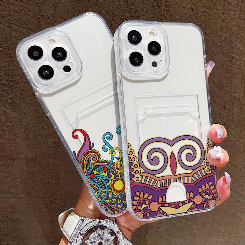 Card Slot Holder Silicone Wallet Pocket Case For Realme 10 C21 C21Y iPhone 14 16 15 Samsung A06 A16 A54 Infinix Note 30 Pro Cover Clear Phone Bumper